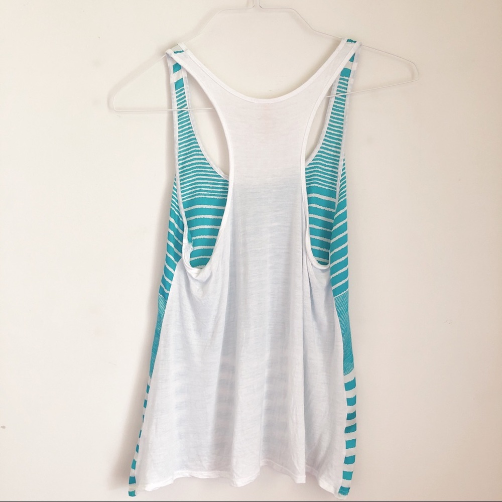 Beachy Aqua blue striped tank - Picture 2 of 3